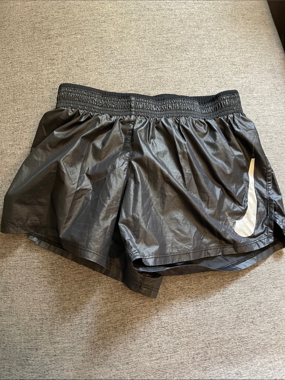 Nike Women's Black Athletic Running Shorts with White Swoosh